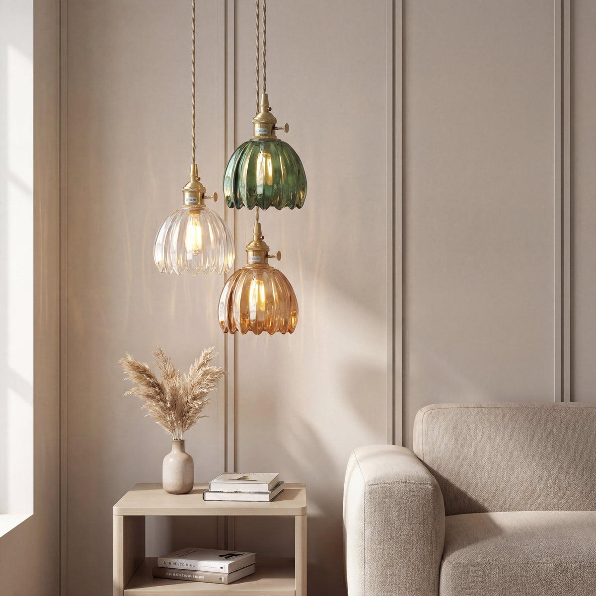 Szklana lampa wisząca E27 Połączenie szkła i metalu Skandynawski design Jadalnia Salon Lampa do jadalni Minimalizm | Sansoti