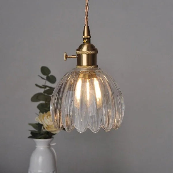 Suspension Verre Fleur Japonaise Rétro Métal 12cm E27 Lampe Suspendue Salon Chambre Ambiance | Restfield