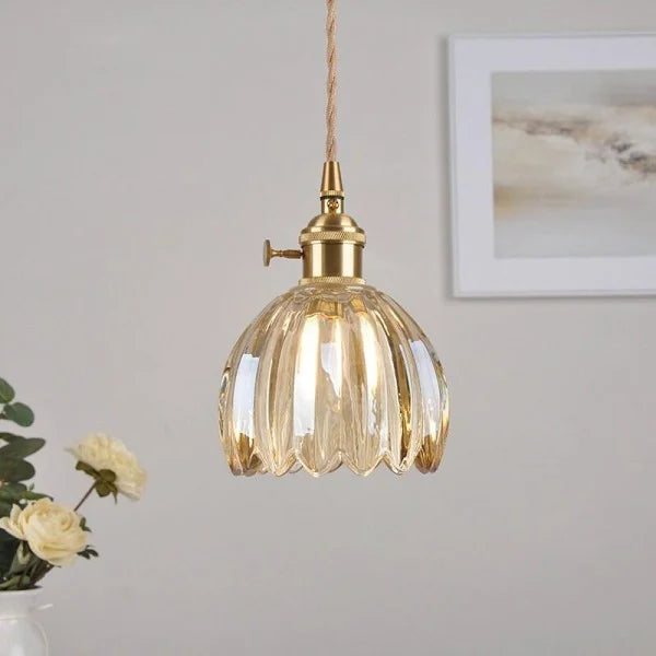 Suspension Verre Fleur Japonaise Rétro Métal 12cm E27 Lampe Suspendue Salon Chambre Ambiance | Restfield