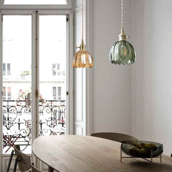 Hanglamp Glas E27 Amber Tulpvorm Retro Eettafel Woonkamer Hal Vintage Glazen Hanglamp Sfeerverlichting | Sansoti