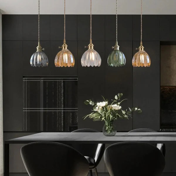 Hanglamp Glas E27 Amber Tulpvorm Retro Eettafel Woonkamer Hal Vintage Glazen Hanglamp Sfeerverlichting | Sansoti