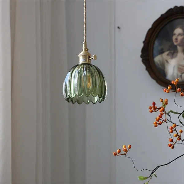 Hanglamp Glas E27 Amber Tulpvorm Retro Eettafel Woonkamer Hal Vintage Glazen Hanglamp Sfeerverlichting | Sansoti