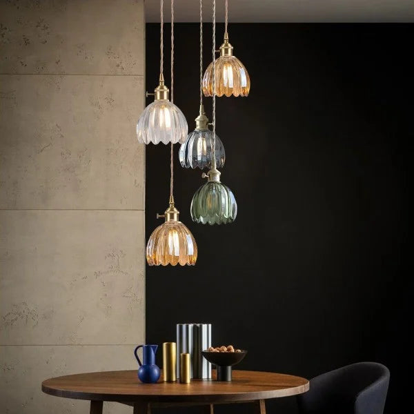 Hanglamp Glas E27 Amber Tulpvorm Retro Eettafel Woonkamer Hal Vintage Glazen Hanglamp Sfeerverlichting | Sansoti