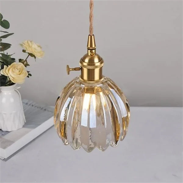 Suspension Verre Fleur Japonaise Rétro Métal 12cm E27 Lampe Suspendue Salon Chambre Ambiance | Restfield