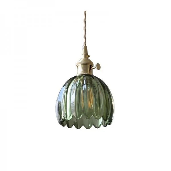 Suspension Verre Fleur Japonaise Rétro Métal 12cm E27 Lampe Suspendue Salon Chambre Ambiance | Restfield