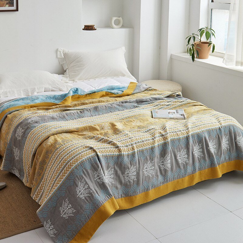 Plaid en coton à motif floral, couverture douce pour lit et canapé, confort quatre saisons, plaid décoratif pour la maison | Sansoti