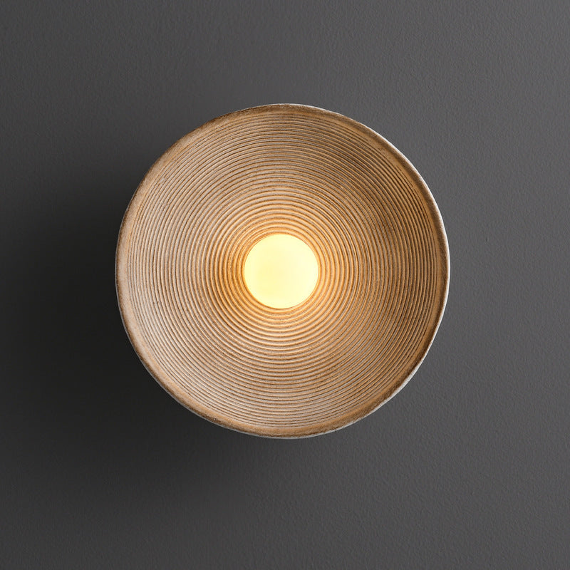 Applique murale ronde en bois et verre, minimaliste, lumière LED chaleureuse, salle à manger, bar, intérieur moderne et convivial, douille E27 | Sansoti
