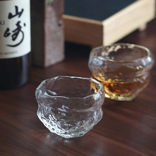 Japans Whiskeyglas met Traditioneel Mochi-Ontwerp 240ml Hittebestendig Glas Handgemaakt Dessert Cadeau Luxe Whiskyglazen Set Houten Verpakking | Sansoti