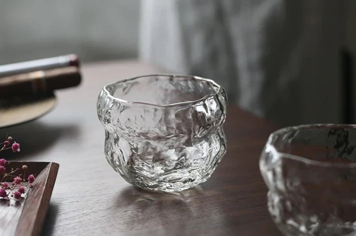 Japans Whiskeyglas met Traditioneel Mochi-Ontwerp 240ml Hittebestendig Glas Handgemaakt Dessert Cadeau Luxe Whiskyglazen Set Houten Verpakking | Sansoti