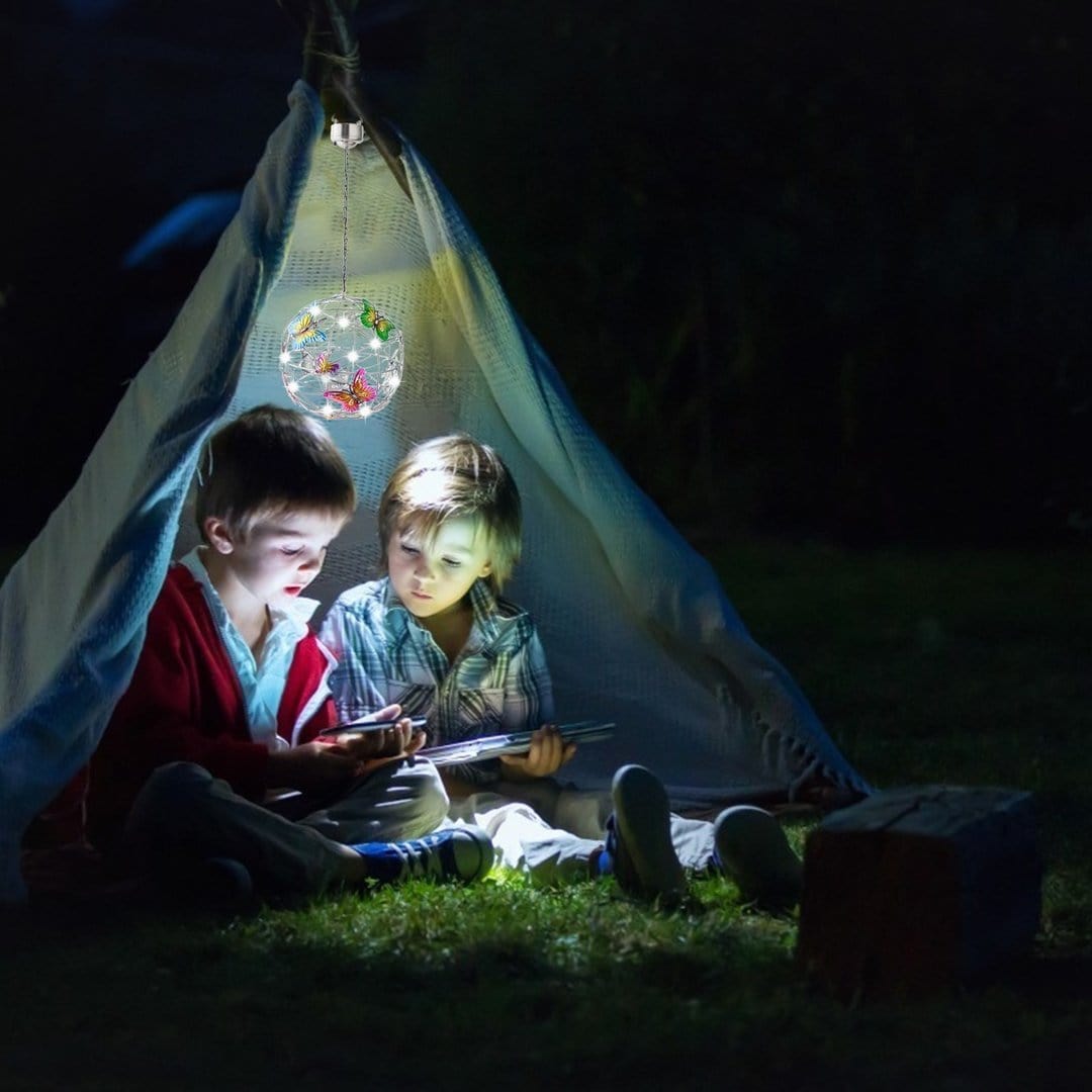 Solar Tuinlamp met Vlindermotief Aluminium Warm Wit Licht Waterdicht IP45 Tuinverlichting Decoratief | Sansoti
