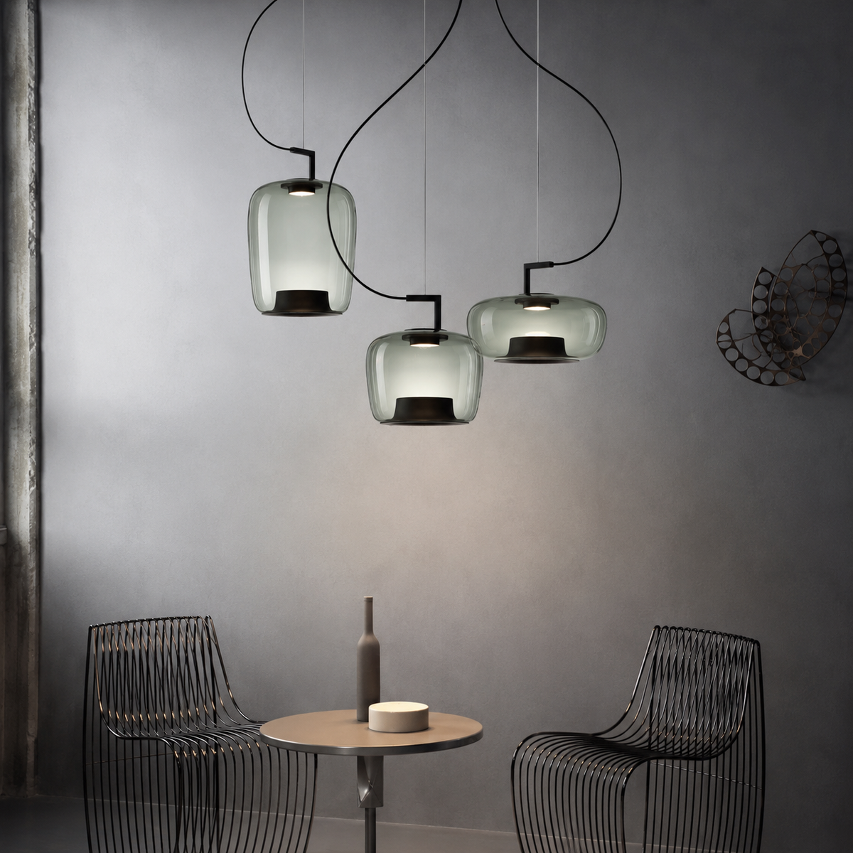 Szklana lampa wisząca E27, żelazo, nowoczesna, ciepła biel, do kuchni i jadalni, regulowana, nastrojowe światło, skandynawski design | Sansoti