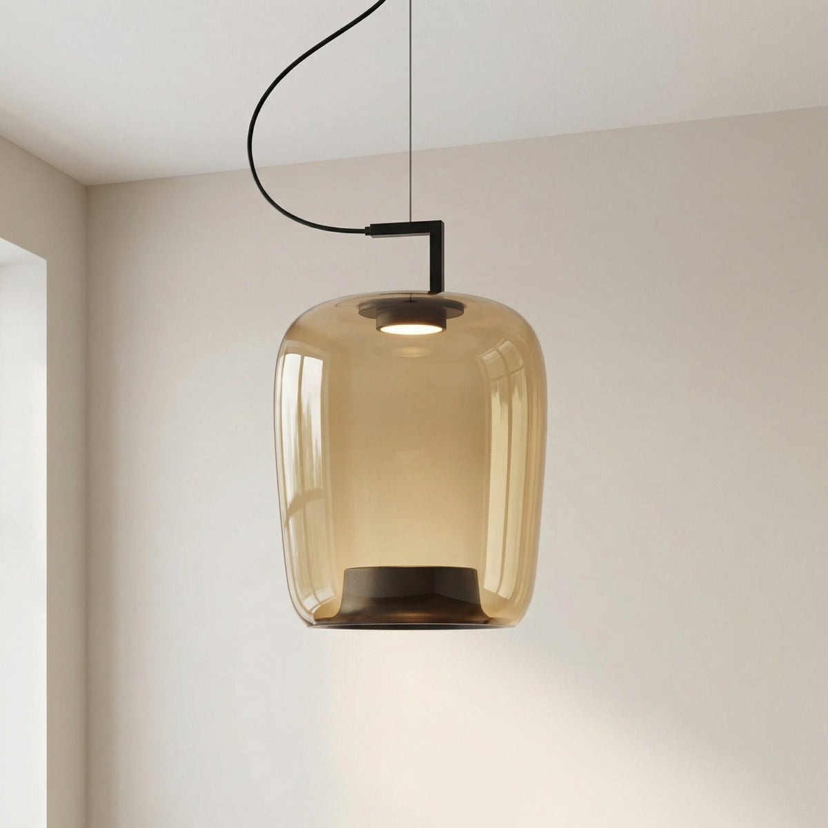 Szklana lampa wisząca E27, żelazo, nowoczesna, ciepła biel, do kuchni i jadalni, regulowana, nastrojowe światło, skandynawski design | Sansoti