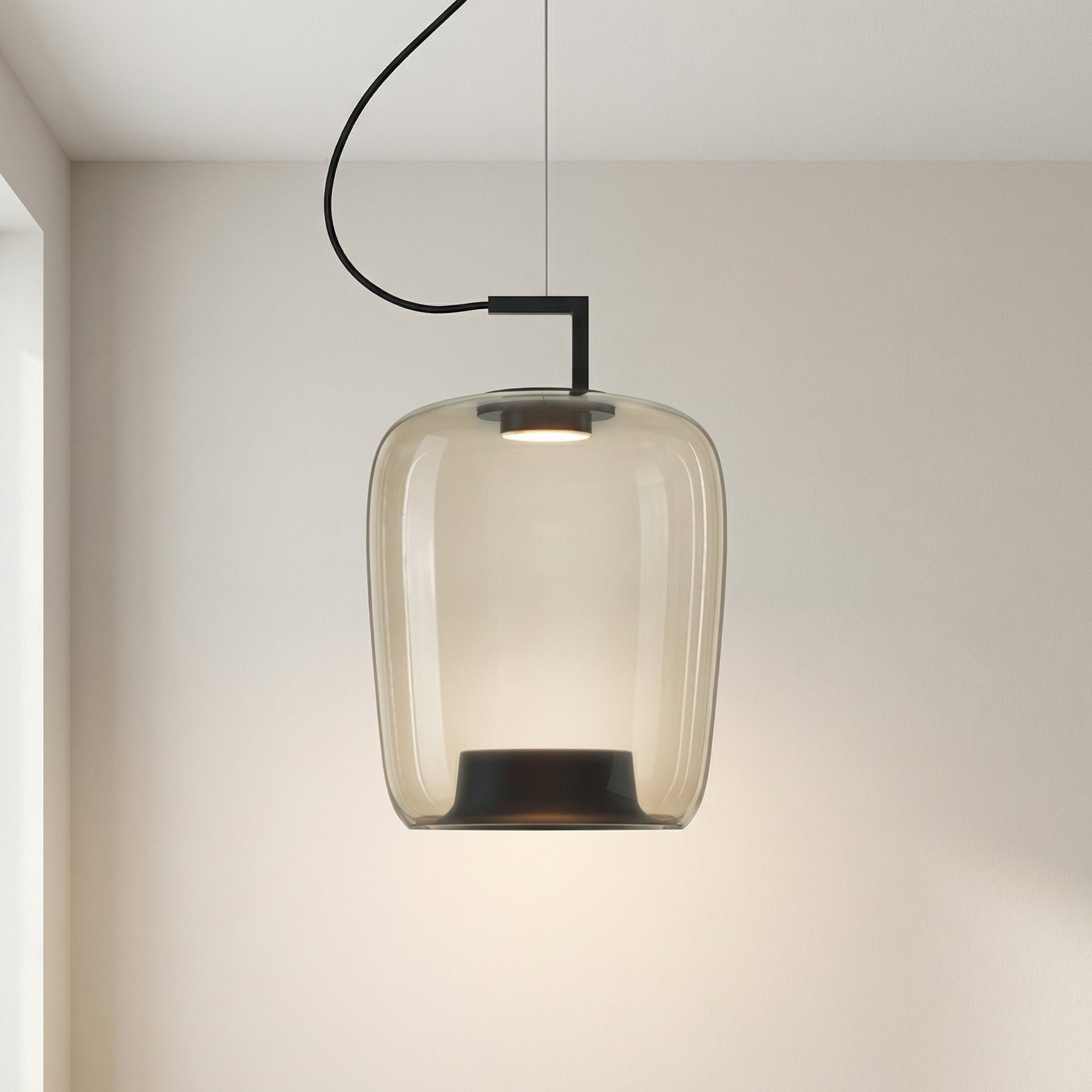 Szklana lampa wisząca E27, żelazo, nowoczesna, ciepła biel, do kuchni i jadalni, regulowana, nastrojowe światło, skandynawski design | Sansoti
