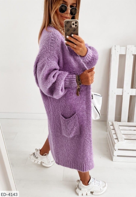 Knitted Long Cardigan with Pockets for Women Oversized Warm Comfortable Winter Autumn Cozy Loungewear | Sansoti
