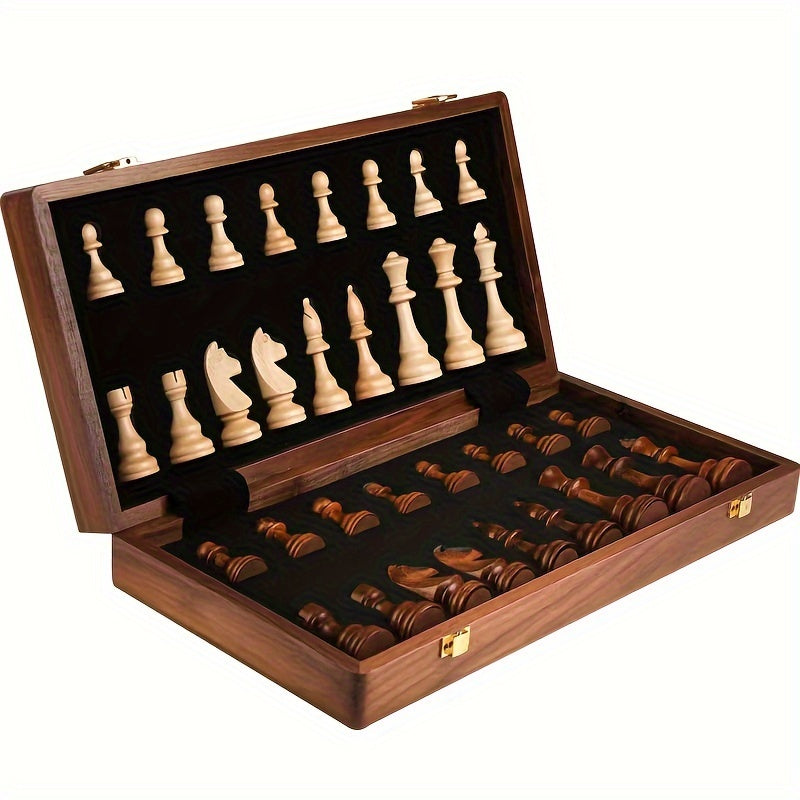 Schaakspel Massief Hout Opklapbaar Klassiek Strategiespel Handgemaakt Kwaliteitsbord 39x39 cm Premium | Sansoti