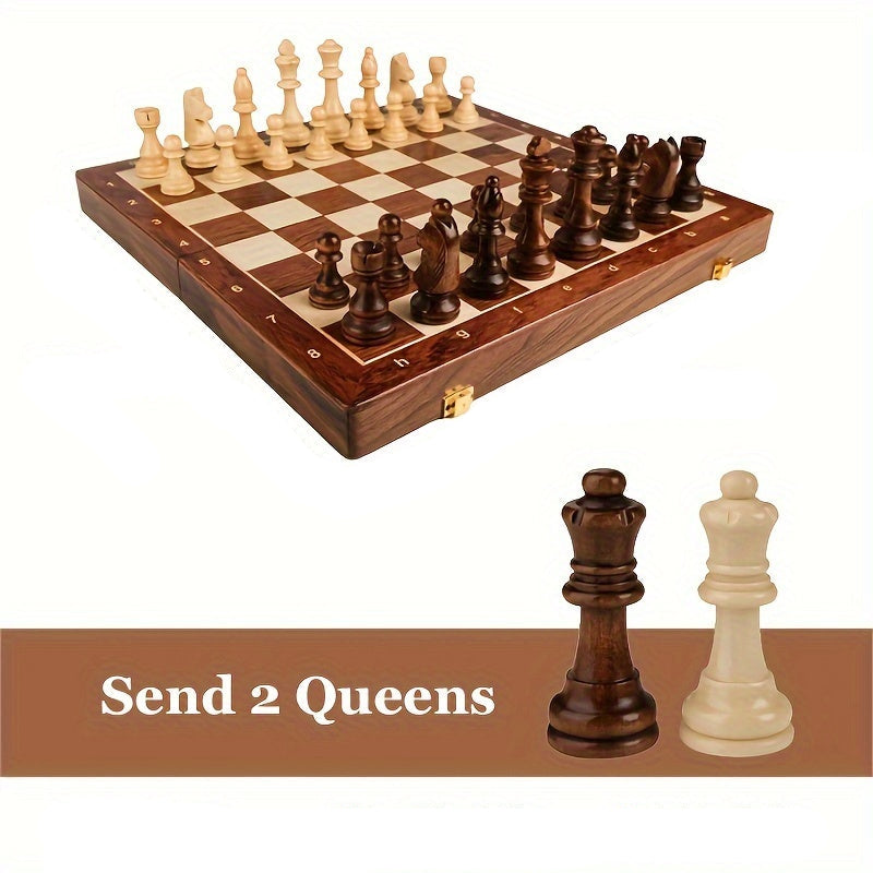 Schaakspel Massief Hout Opklapbaar Klassiek Strategiespel Handgemaakt Kwaliteitsbord 39x39 cm Premium | Sansoti