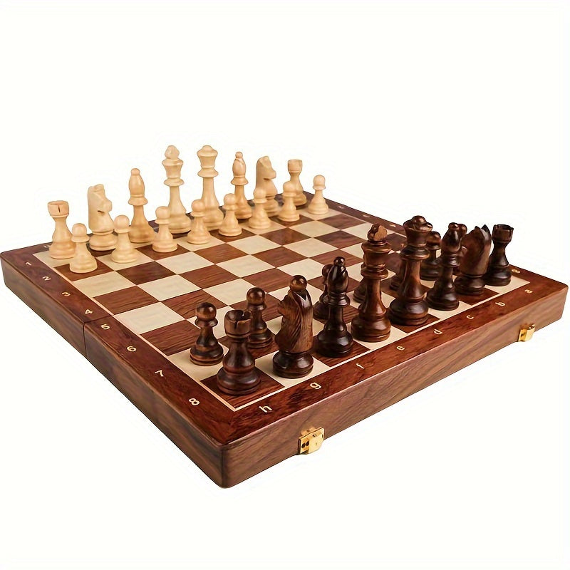 Schaakspel Massief Hout Opklapbaar Klassiek Strategiespel Handgemaakt Kwaliteitsbord 39x39 cm Premium | Sansoti