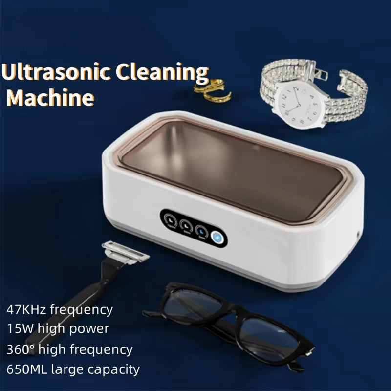 Ultrasone Reiniger 650ml voor Sieraden Brillen Horloges Stille Werking Drie Tijdsinstellingen Thuisgebruik | Sansoti