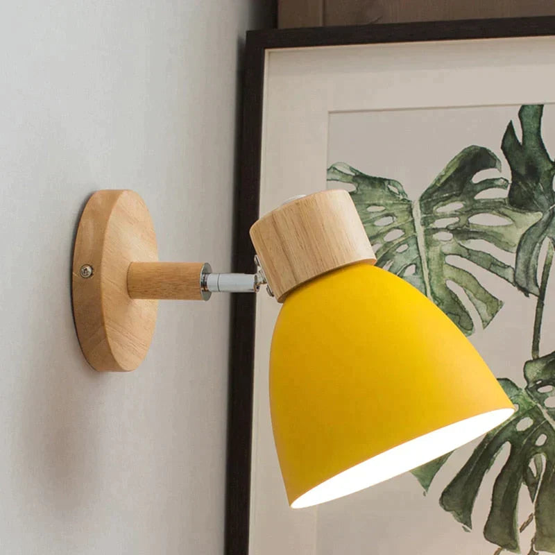Drewniana lampa ścienna do czytania, oprawka E27, skandynawski design, nastrojowe światło do czytania, lampka nocna do salonu i sypialni | Sansoti