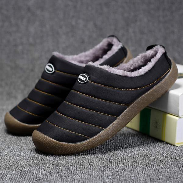 Gefütterte Herrenhausschuhe mit warmer Plüschfütterung, rutschfeste Schlupfschuhe, bequeme Winterschuhe für drinnen und draußen | Sansoti
