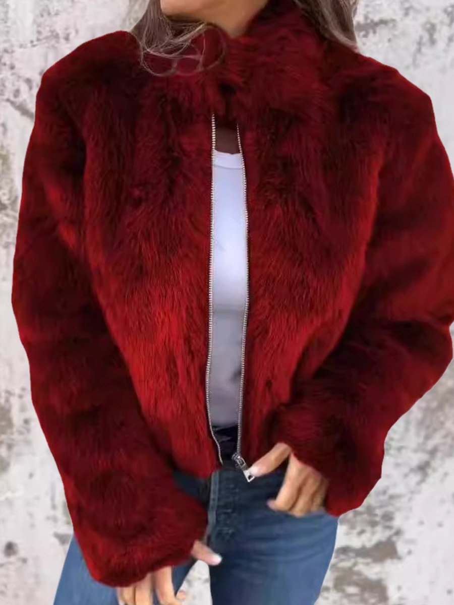 Gefütterte Damenjacke mit Reißverschluss Warme Winterjacke für Herbst und Winter Weiche Oversize-Jacke für Damen Bequem | Sansoti