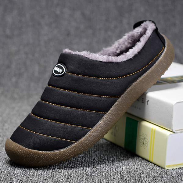 Gefütterte Herrenhausschuhe mit warmer Plüschfütterung, rutschfeste Schlupfschuhe, bequeme Winterschuhe für drinnen und draußen | Sansoti