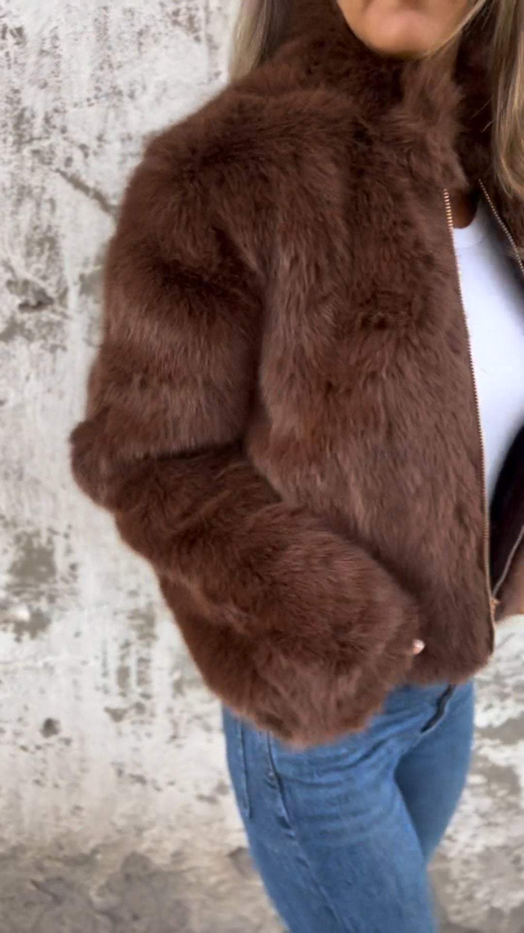 Gefütterte Damenjacke mit Reißverschluss Warme Winterjacke für Herbst und Winter Weiche Oversize-Jacke für Damen Bequem | Sansoti