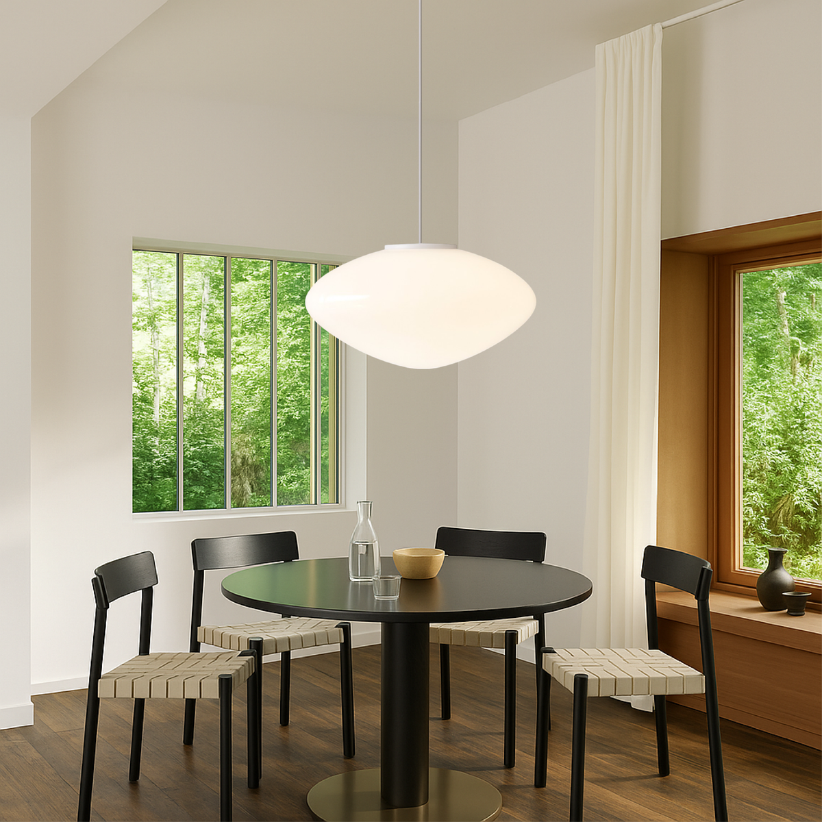 Suspension scandinave avec abat-jour en verre, métal, douille E27, éclairage de plafond au design moderne pour salle à manger et cuisine | Sansoti