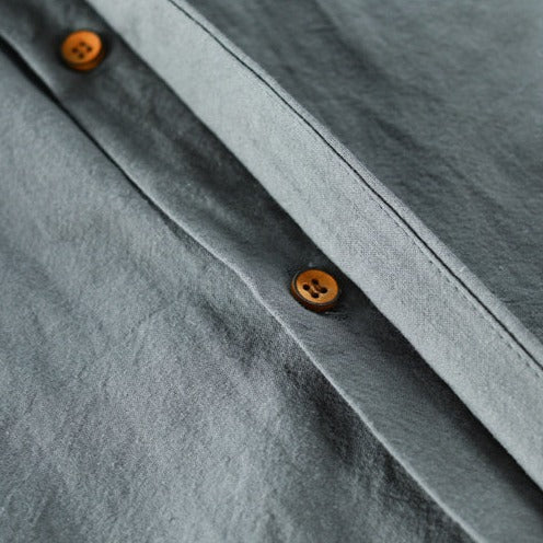 Japanese-inspired men's shirt, linen-cotton, elegant, casual or formal, long-sleeved, comfortable and soft for men | Sansoti