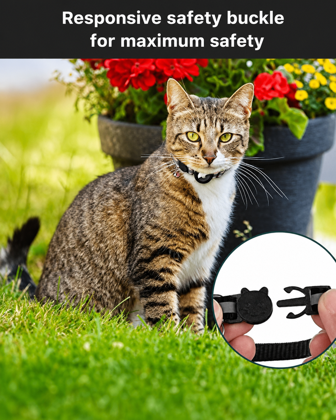 Reflective GPS Tracker Collar for Cats with Safety Buckle | Sansoti