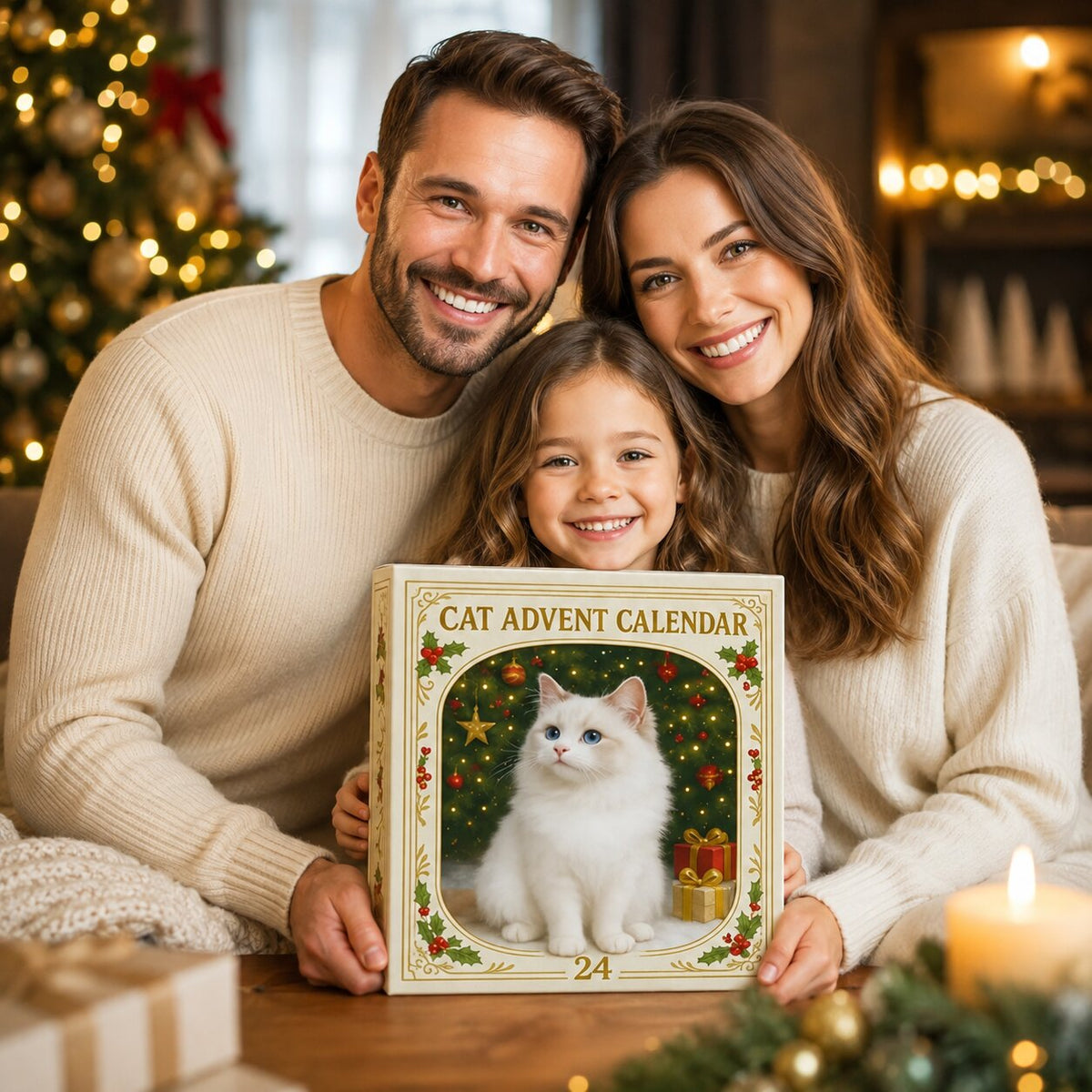 Calendrier de l'Avent pour amoureux des chats 2026 avec 24 surprises, motifs de Noël en plastique, fêtes de fin d'année, compte à rebours | Sansoti