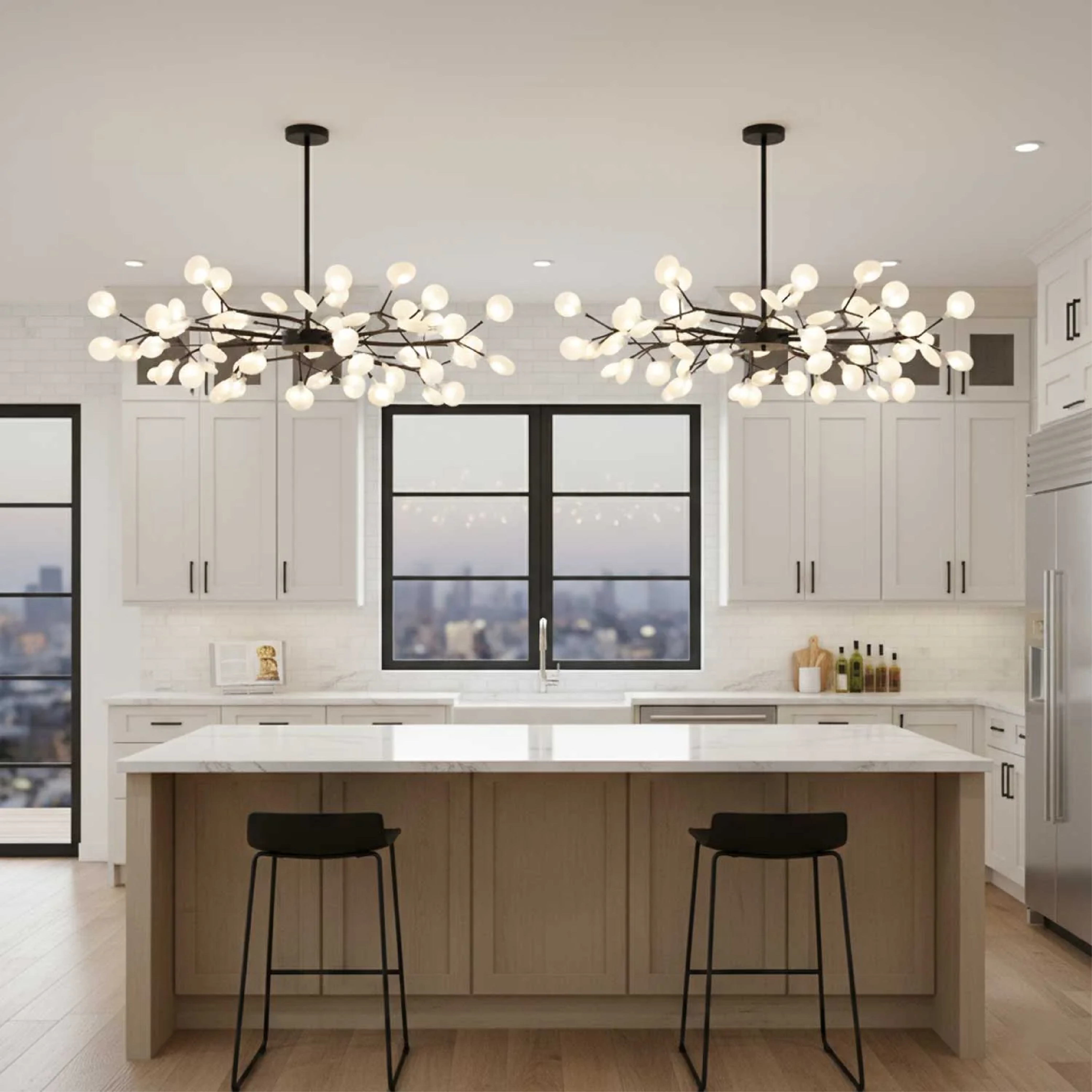 Lustre Firefly LED G4 LED 3000K noir/blanc éclairage table à manger design moderne plafonnier grand espace | Restfield