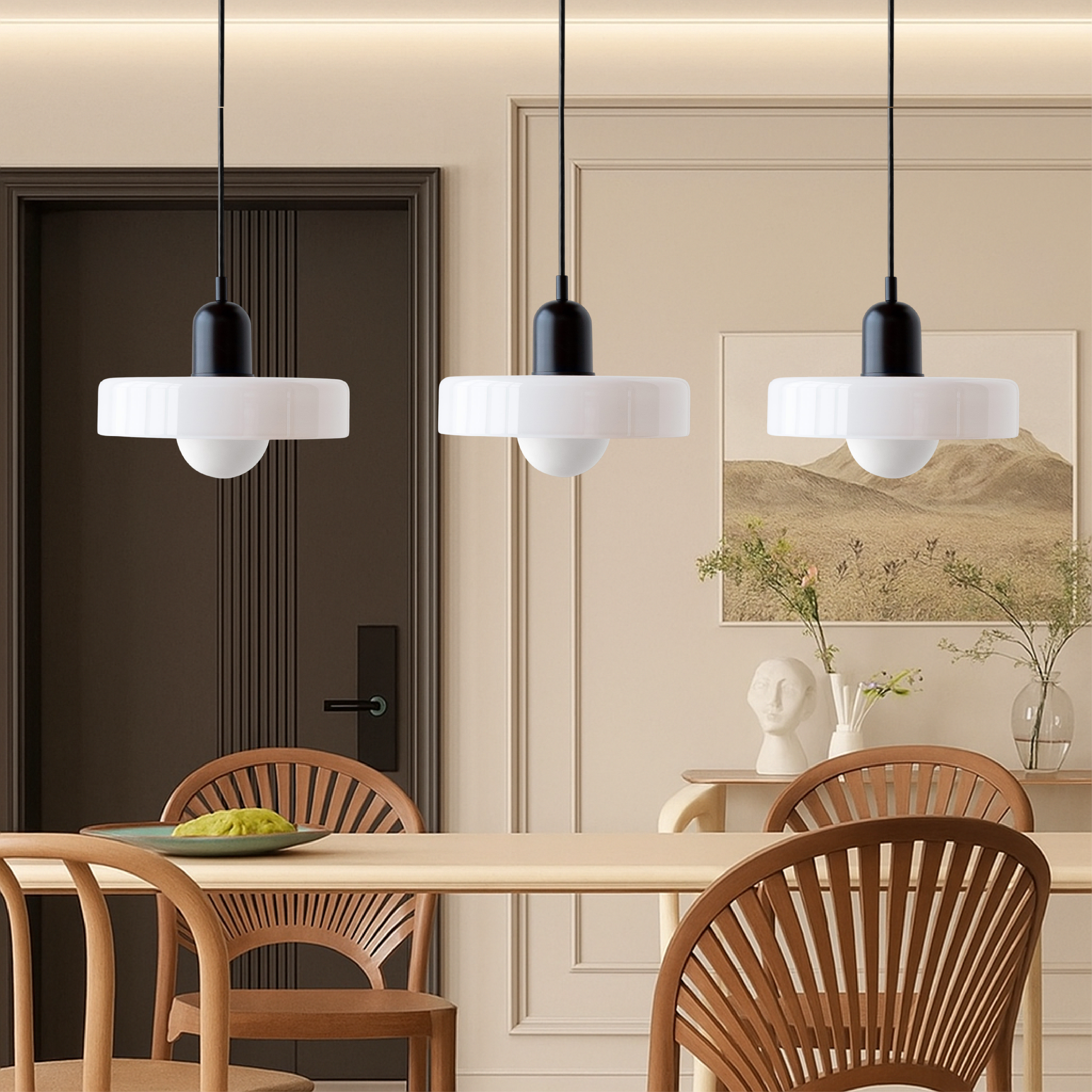 3-kops Bauhaus hanglamp glas G9 warm wit eetkamer verlichting modern design plafondlamp gekleurd glas | Sansoti
