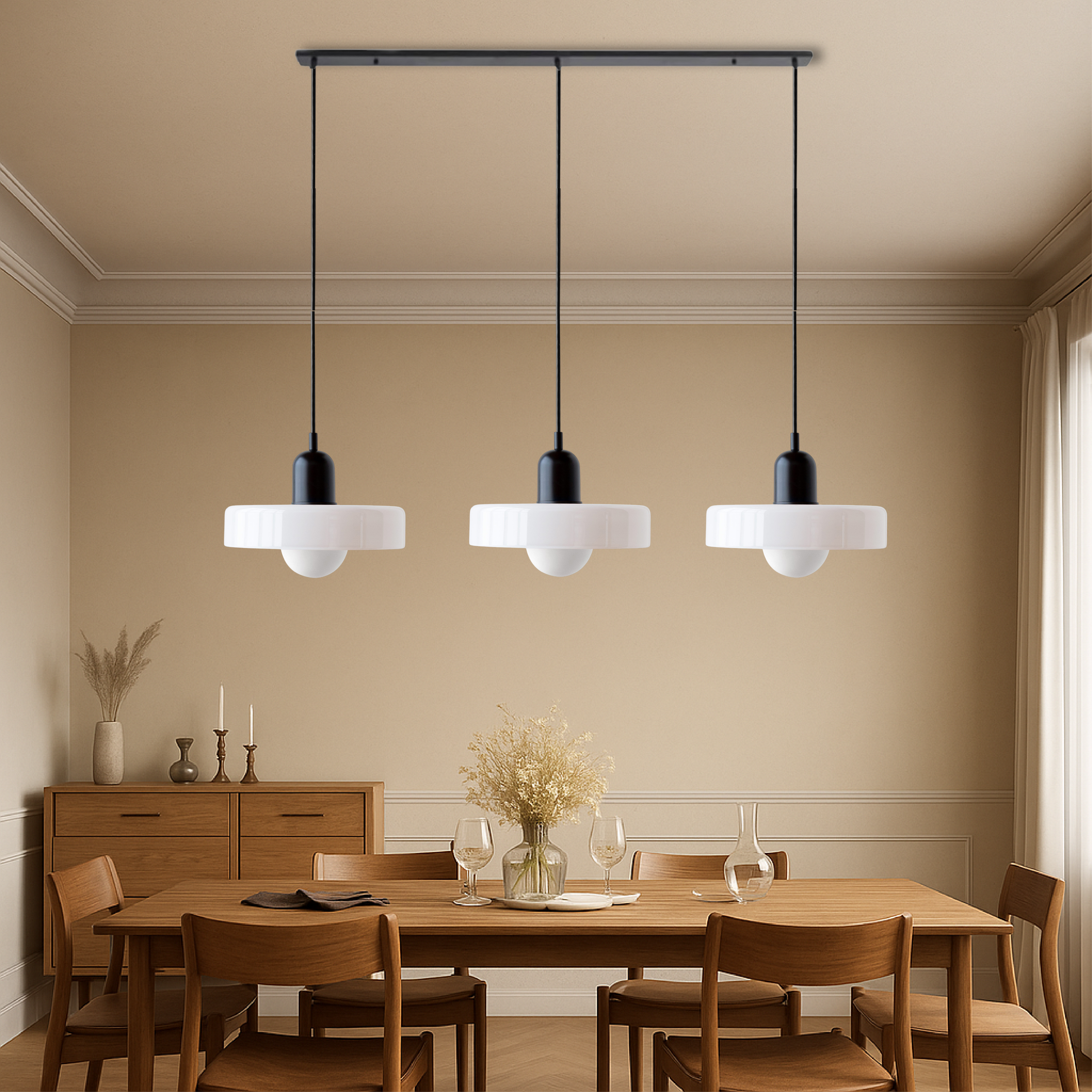 3-kops Bauhaus hanglamp glas G9 warm wit eetkamer verlichting modern design plafondlamp gekleurd glas | Sansoti