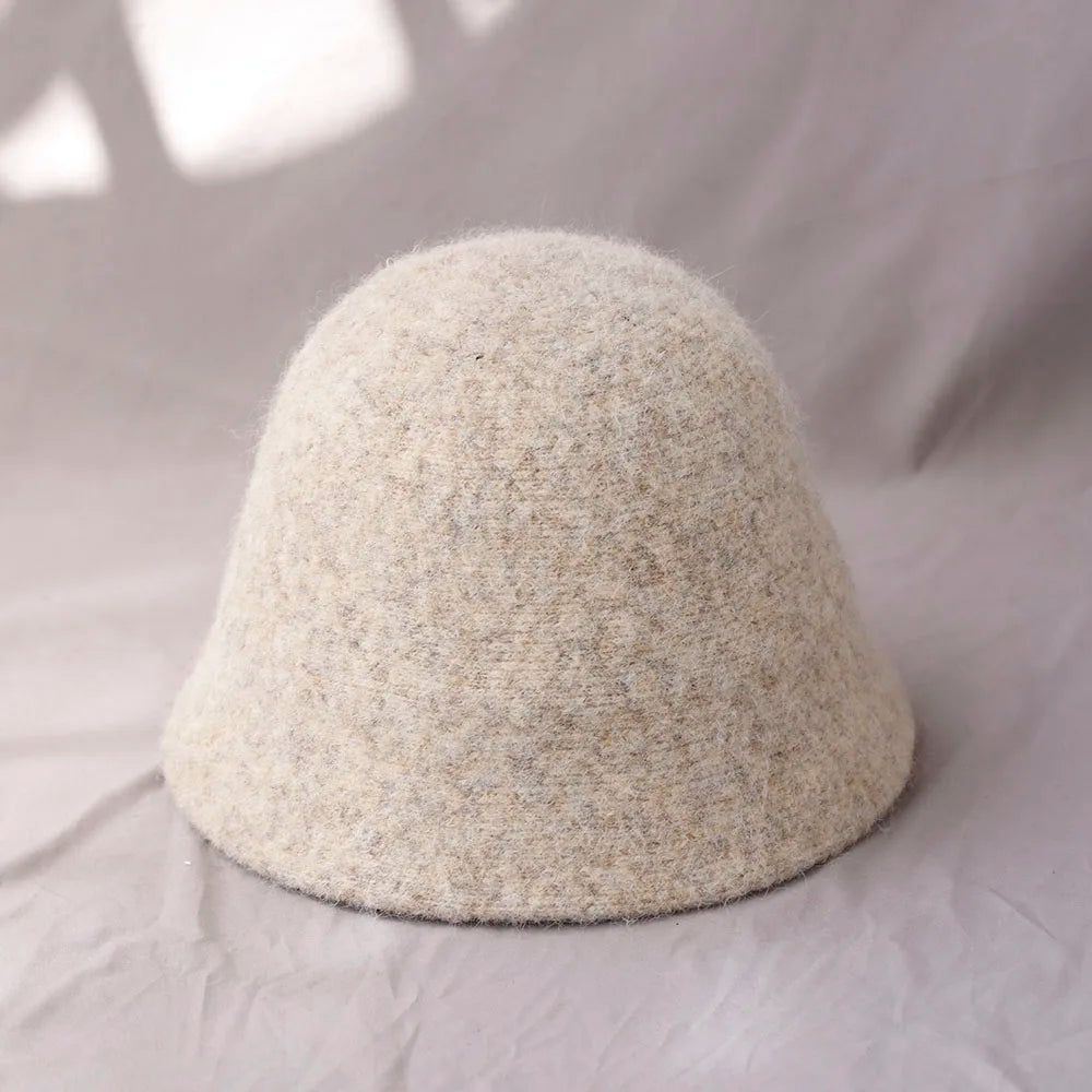 Wool Bucket Hat for Women Fisherman Hat Winter Warm Wool Texture Foldable Retro Vintage Style Casual Hat | Sansoti