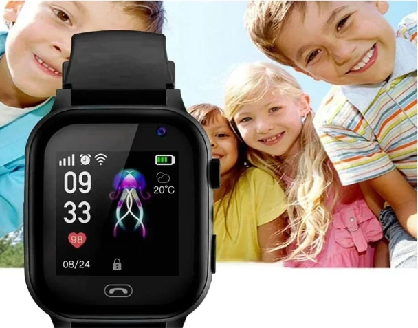 Smartwatch dla dzieci z lokalizatorem GPS, 4G, wideorozmowami, wodoodporny, zegarek bezpieczeństwa z ekranem dotykowym, różowy i niebieski | Sansoti