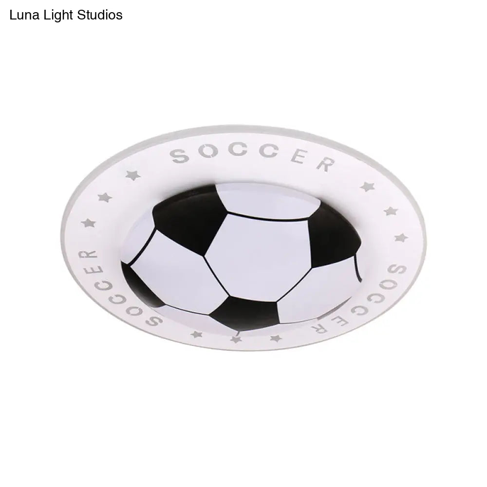 Plafonnier LED ballon de football chambre d’enfant 42 cm noir bleu acrylique spot de plafond éclairage sportif chambre de garçon | Sansoti