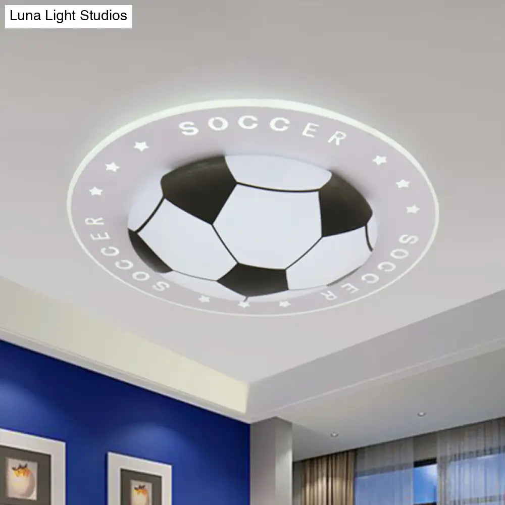 Plafonnier LED ballon de football chambre d’enfant 42 cm noir bleu acrylique spot de plafond éclairage sportif chambre de garçon | Sansoti