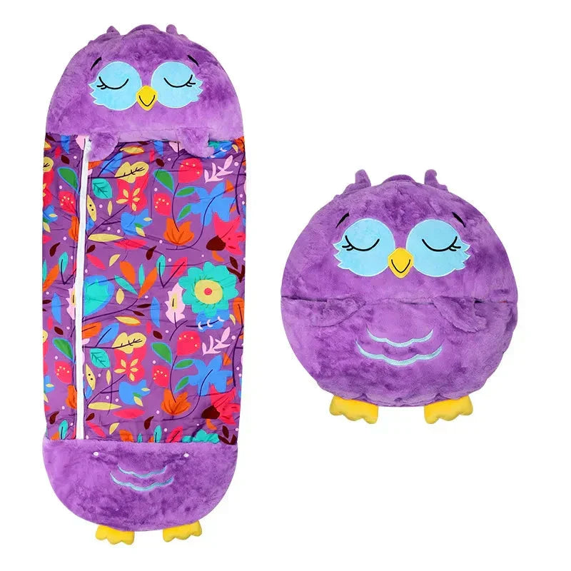 Pluche Knuffel Slaapzak 2-in-1 voor Kinderen Reizen Logeren Polyester 135-180cm Dierenmotieven Kamperen | Sansoti
