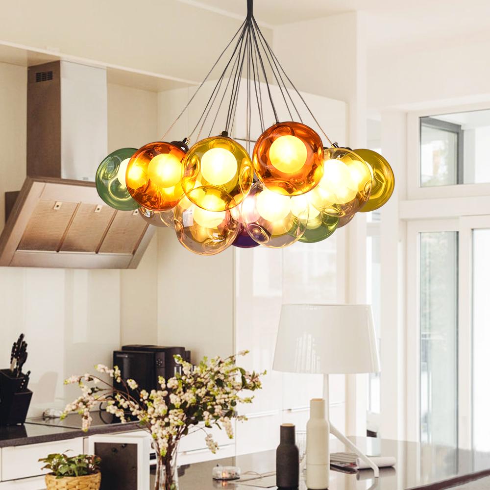 Moderne cluster hanglamp met multicolor glazen bollen – design kroonluchter met 12 19 25 of 50 lichtpunten | Sansoti