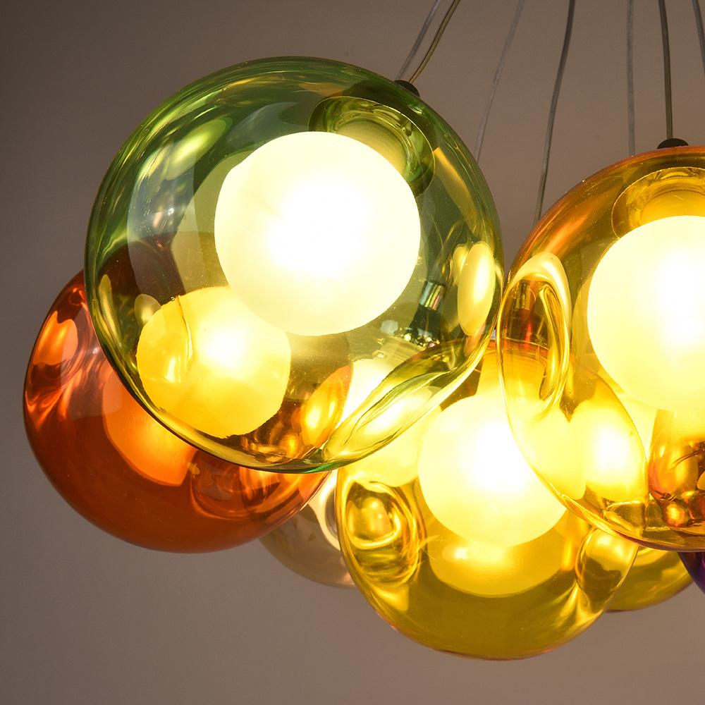 Moderne cluster hanglamp met multicolor glazen bollen – design kroonluchter met 12 19 25 of 50 lichtpunten | Sansoti