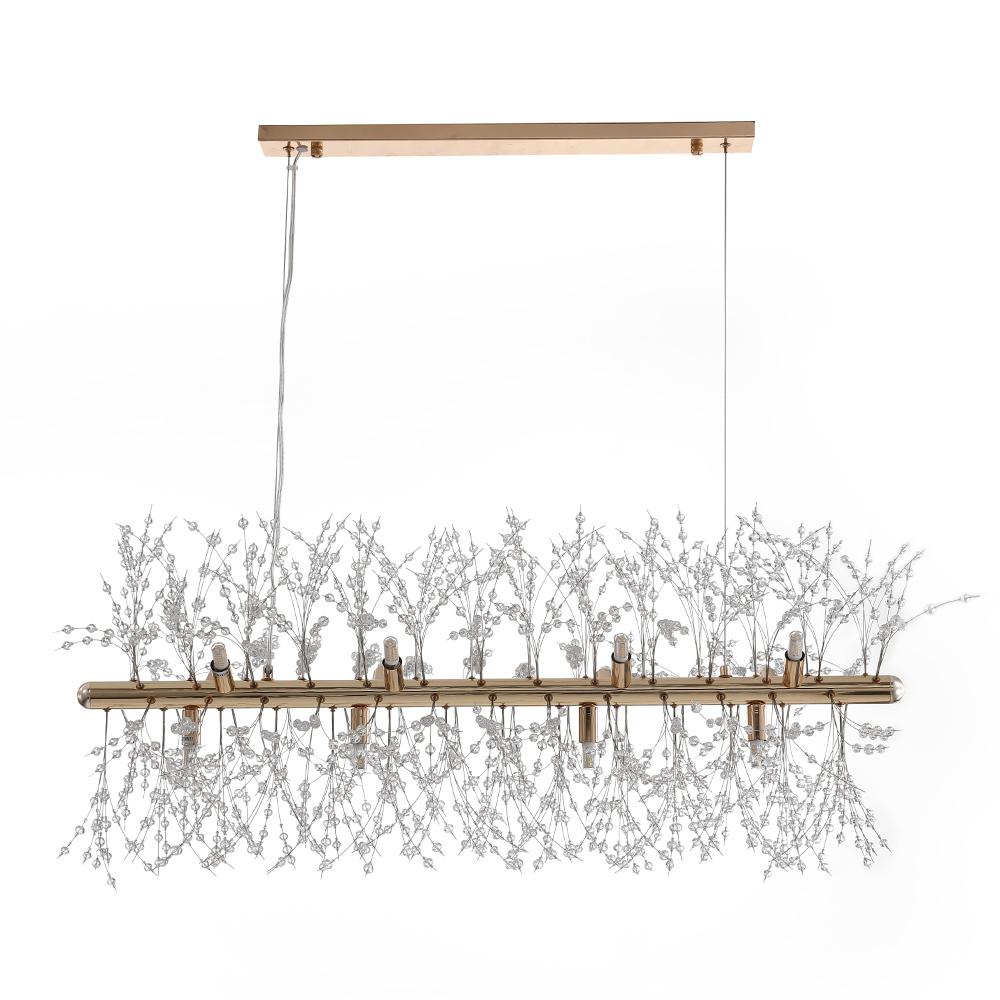 Luxuriöse lineare Kristall-Pendelleuchte mit 12 Lichtpunkten in Gold oder Chrom – moderne Inselbeleuchtung 92 cm | Restfield