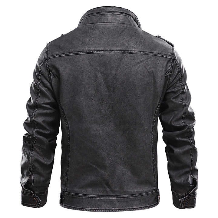 Herren-Motorradjacke aus PU-Kunstleder Schwarz Wasserdicht Kratzfest Bikerjacke Langlebig Stilvoll Motorradbekleidung | Sansoti