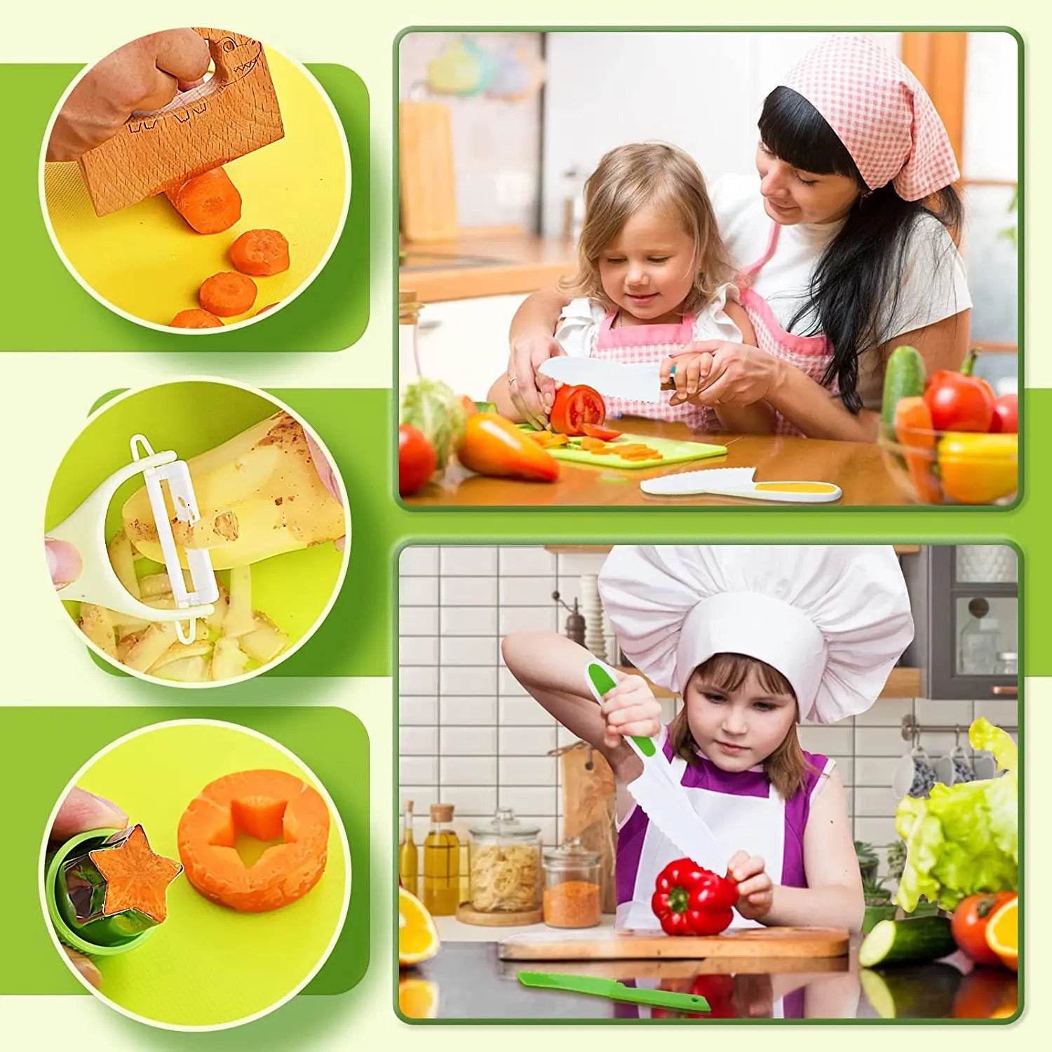 Kinder-Küchenset mit sicheren Messern und Schneidhilfen zum gemeinsamen Kochen | Restfield