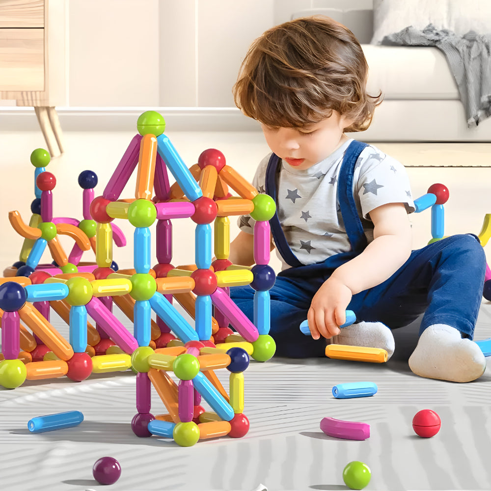 Magnetische Bouwblokken Set voor Kinderen – Educatief Speelgoed met Gekleurde Staven en Ballen voor Creatief Bouwen en Motorische Ontwikkeling vanaf 3 Jaar | Sansoti