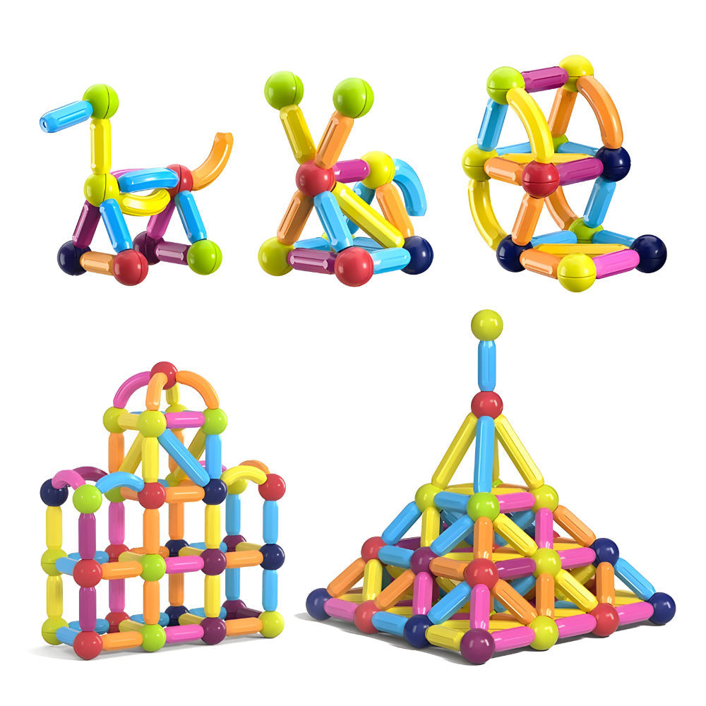 Magnetische Bouwblokken Set voor Kinderen – Educatief Speelgoed met Gekleurde Staven en Ballen voor Creatief Bouwen en Motorische Ontwikkeling vanaf 3 Jaar | Sansoti