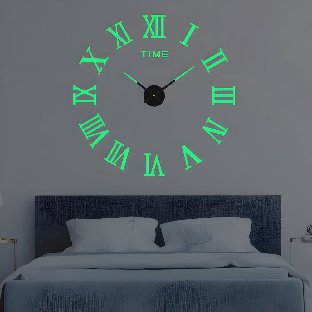 3D Wandklok met Grote Cijfers Zelfklevend Modern Design Geruisloos Zwart Zilver Goud Rood Glow-in-the-Dark voor Woonkamer Slaapkamer Kantoor | Sansoti