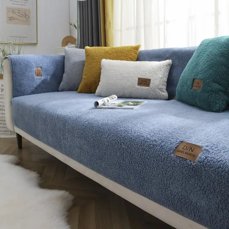 Wasserdichter Sofaschutz aus Sherpa-Fleece mit rutschfester Rückseite für Ecksofas - Schutz für Sitzmöbel | Sansoti