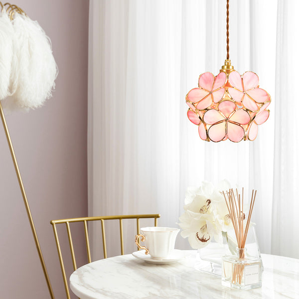 Suspension Floyem Flower verre laiton or E27 table à manger chambre vintage design suspension forme fleur | Restfield