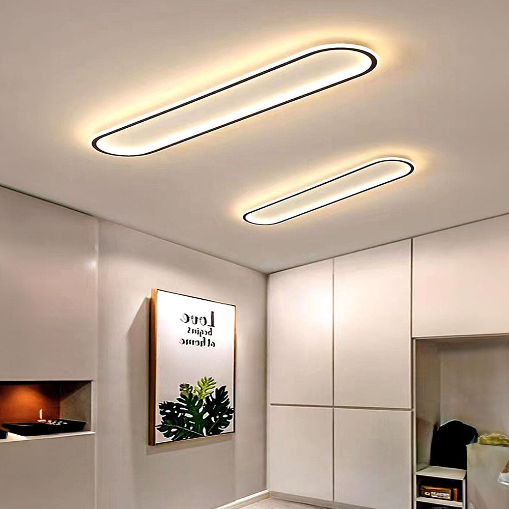 LED Deckenleuchte Langoval Schwarz Weiß Flur Wohnzimmer Schlafzimmer Modern Minimalistische Deckenbeleuchtung | Restfield